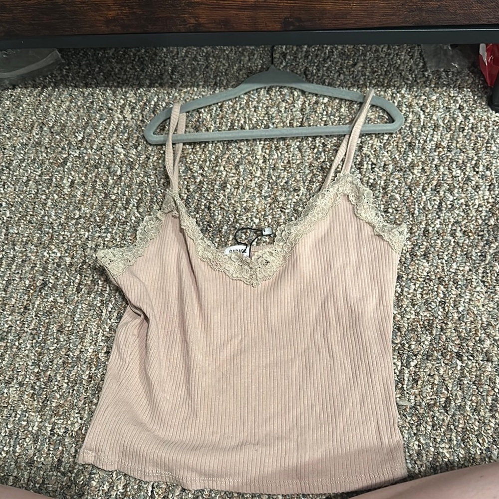 Women's Lace Trim Ribbed cropped Tank Top